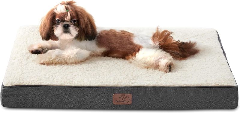 Photo 1 of Bedsure Small Dog Bed for Small Dogs - Orthopedic Waterproof Dog Beds with Removable Washable Cover, Egg Crate Foam Pet Bed Mat, Suitable for Dogs Up to 20 lbs, Oxford Fabric Bottom

