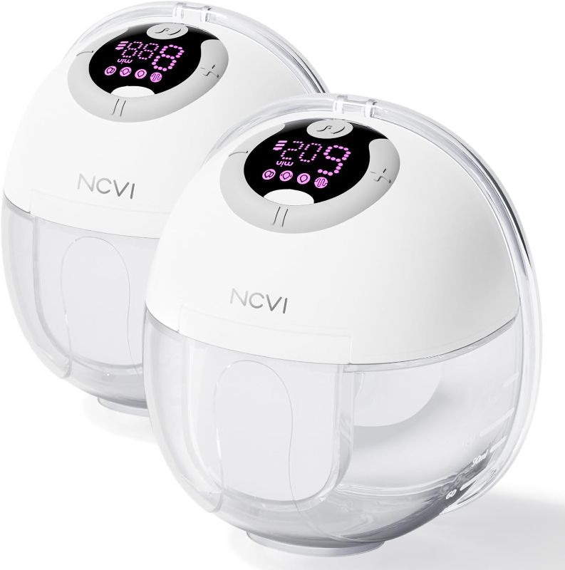 Photo 1 of NCVI Breast Pump Hands Free, Wearable Pumps S32 for Breastfeeding, Electric Breast Pump with 4 Modes & 9 Levels, Wireless Portable Breast Pump with LCD Display, 24mm Flange, Quiet & Discreet, 2 Pack
