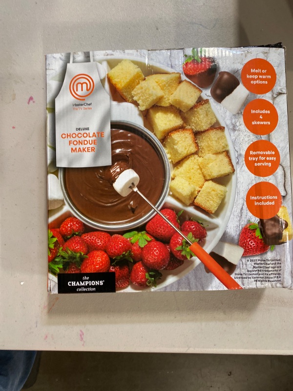 Photo 2 of MasterChef Chocolate Fondue Maker- Deluxe Electric Dessert Fountain Fondue Pot Set w 4 Forks & Party Serving Tray -Melting, Warming Caramel, Cheese, Sauce, Romantic Date, Fun Birthday Valentines Gift
