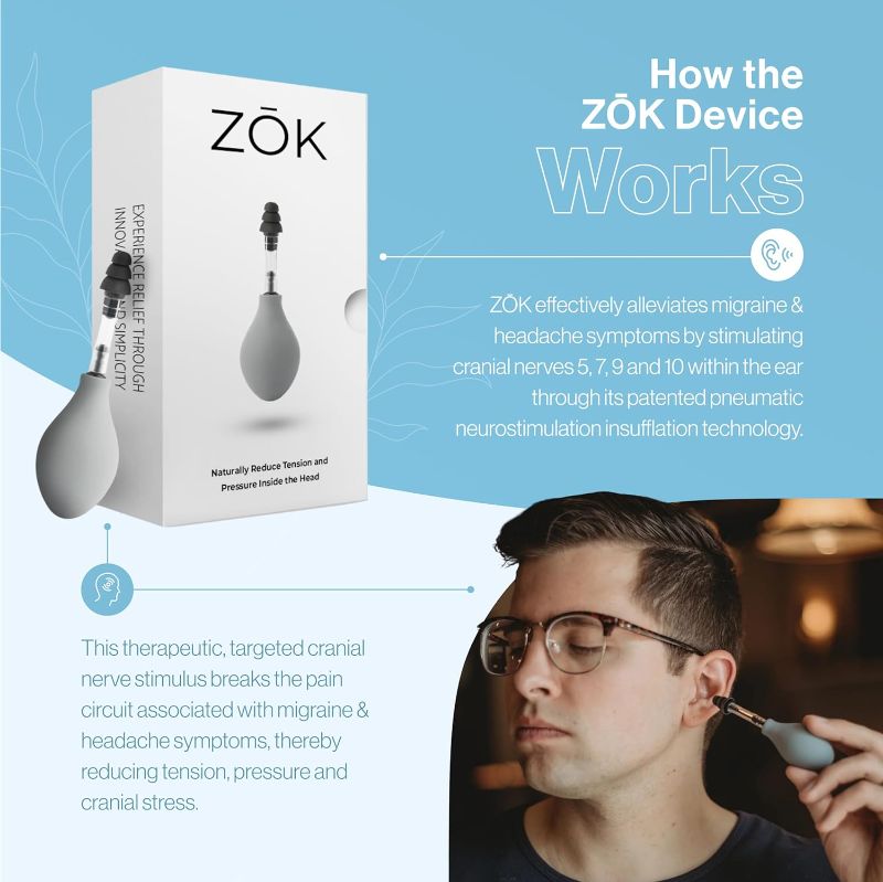 Photo 2 of Z?K: World’s First Consumer Migraine Product That Naturally Reduces Tension and Pressure from Headache and Migraine Symptoms Through Inner Ear Pressure Stimulation, White
