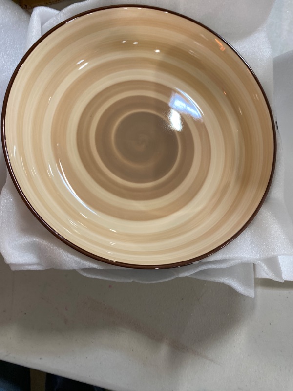 Photo 2 of Sweese Large Pasta Bowls Set - 30 Ounce Ceramic Plates for Dishwasher & Microwave Safe - Solid Salad Bowls Plates - Deep Plates Lipped Edges, Oven Safe Porcelain Plates Serving Bowls
