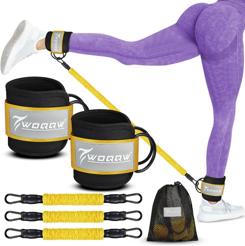 Photo 1 of Ankle Resistance Bands with Cuffs, Ankle Bands for Working Out, Glutes Workout Equipment, Butt Exercise Equipment for Kickbacks Hip Fitness Training, Legs Resistance Bands for Women & Men
