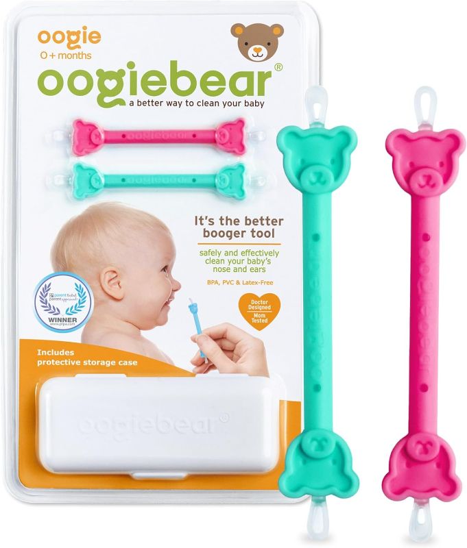 Photo 1 of oogiebear: Baby Nose Cleaner & Ear Wax Removal Tool - Safe Booger & Earwax Removal for Newborns, Infants, Toddlers - Dual-Ended - Essential Baby Stuff, Diaper Bag, Raspberry & Seafoam with case
