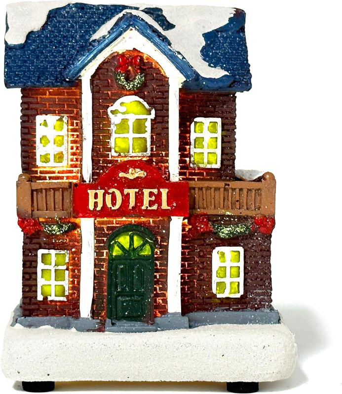 Photo 1 of allgala Crafted Polyresin Mini Christmas House Collectable Figurine with Battery Power-Hotel-XH93613
