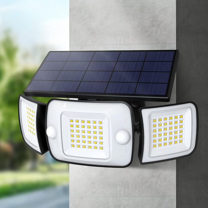 Photo 1 of intelamp Solar Outdoor Lights,6000mAh Motion Sensor with Dual Sensors,Waterproof Flood Lights 270°Wide Angle for Outside with 3 Modes
