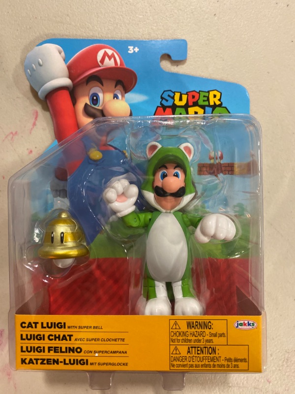 Photo 1 of World of Nintendo Frog Luigi with Bell Action Figure, 4"
