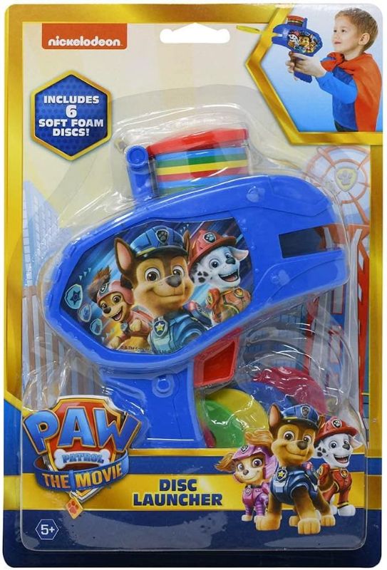 Photo 1 of What Kids Want Paw Patrol Foam Disc Launcher - Paw Patrol Movie Toy Foam Gun Playset for Kids, Includes 6 Soft Discs, Featuring Chase, Marshall, and Liberty, for Birthday Party Favor Bags
