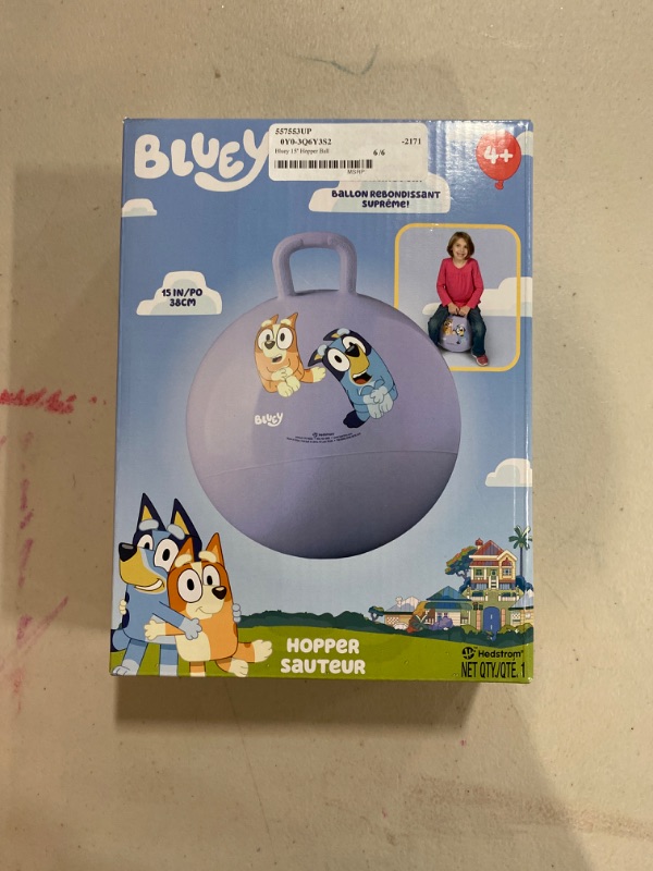 Photo 2 of Disney Bluey Hopper Ball Outdoor Toy Set - Bundle Includes Bluey 15" Hopper Ball for Boys and Girls Outdoor Activities, Parties Plus Stickers, More | Bluey Outdoor Toys for Toddlers
