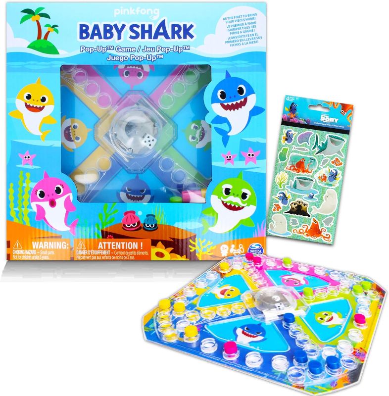 Photo 1 of Fong Baby Shark Toys Bundle Baby Shark Party Supplies-Baby Shark Board Game with Finding Dory Stickers (Baby Shark Birthday Decorations)
