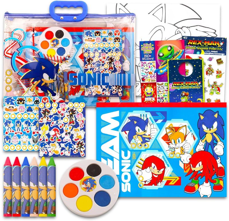 Photo 1 of Sonic The Hedgehog Drawing and Painting Set for Boys - Sonic Gift Bundle with Coloring Book, Coloring Utensils, Watercolor Paints, Stickers, and More | Sonic Crafts for Kids

