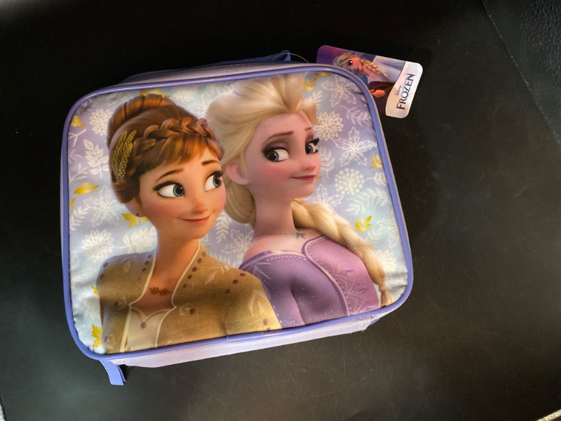 Photo 2 of Frozen Girls Lunch Box Disney Princess Anna Elsa Insulated Lunch Bag Purple