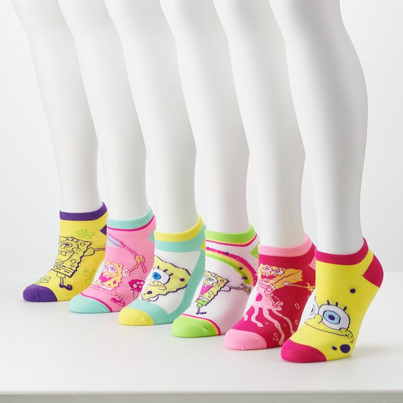 Photo 1 of Juniors' Spongebob 6-Pack Ankle Socks, Women's, Multi