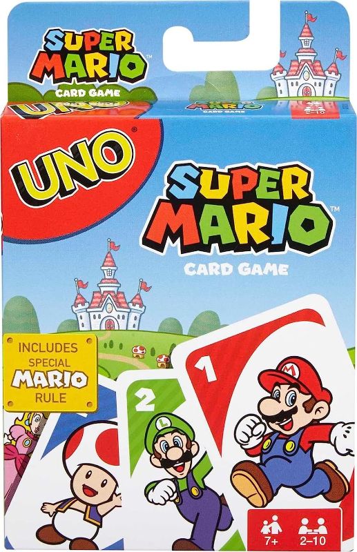 Photo 1 of Mattel Games UNO Super Mario Card Game Animated Character Themed Collector Deck 112 Cards with Character Images, for Kids Ages 7 Years Old & Up
