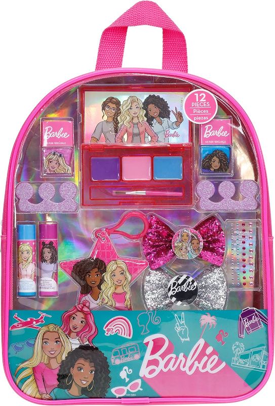 Photo 1 of Barbie - Townley Girl Backpack Cosmetic Makeup Gift Bag Set 12 Pcs includes Lip Gloss, Nail Polish & Hair Accessories for Kids Teen Tween Girls, Ages 3+ perfect for Parties, Sleepovers and Makeovers
