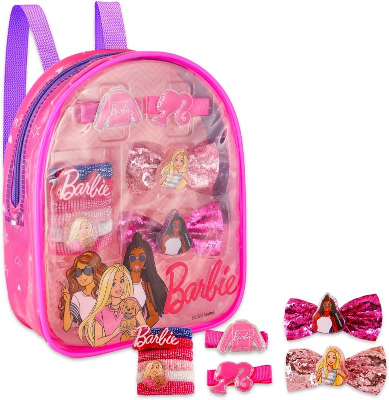 Photo 1 of Disney Barbie Hair Accessory Bag Set for Girls - Cosmetic Bag Set Includes 10 Hair Accessories, Clear PVC Pack, & More | Girls Parties, Sleepovers and Makeovers
