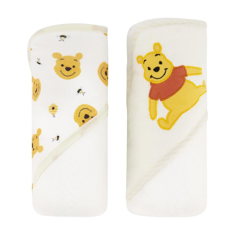 Photo 1 of Disney Cudlie Baby Winnie The Pooh 2 Pack Rolled/Carded Hooded Towels in Sweet Life Print, 1 Count
