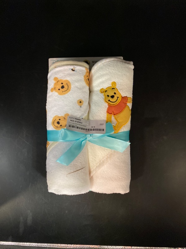 Photo 2 of Disney Cudlie Baby Winnie The Pooh 2 Pack Rolled/Carded Hooded Towels in Sweet Life Print, 1 Count
