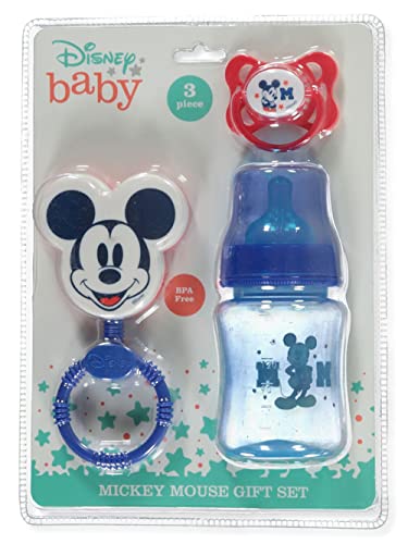 Photo 2 of Disney Baby Unisex 3-Piece Mickey Mouse Gift Set 
Minnie 3pc Baby Set on Card Rattle Pacifier Baby Bottle