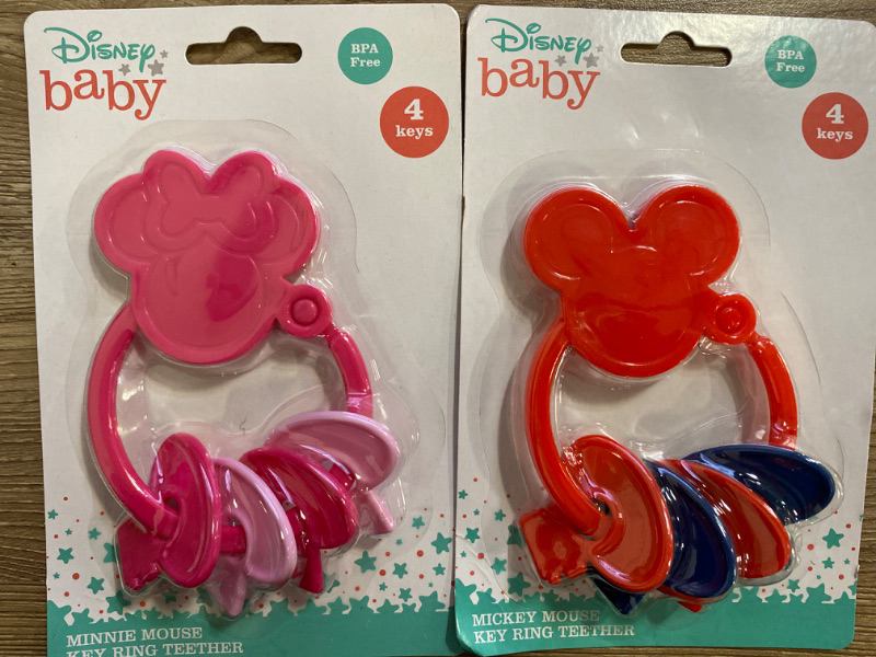 Photo 1 of Disney Minnie Mouse & Mickey Mouse Key Shape Keyring Teether