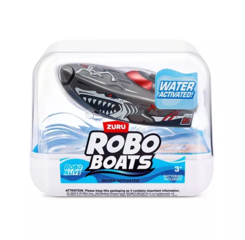 Photo 1 of Robo Alive Robo Boats, Tiger Shark & Robo Shark Boat, 2 Pack, by ZURU Water Activated Boat Toy, (Amazon Exclusive)
