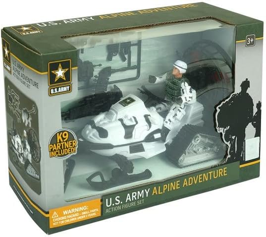 Photo 2 of United States Army Action Figures & Kids Snowmobile Military Toys Set w/ Snow Mobile, Soldier, Weaponry & Play Vehicle Accessories, 3+
