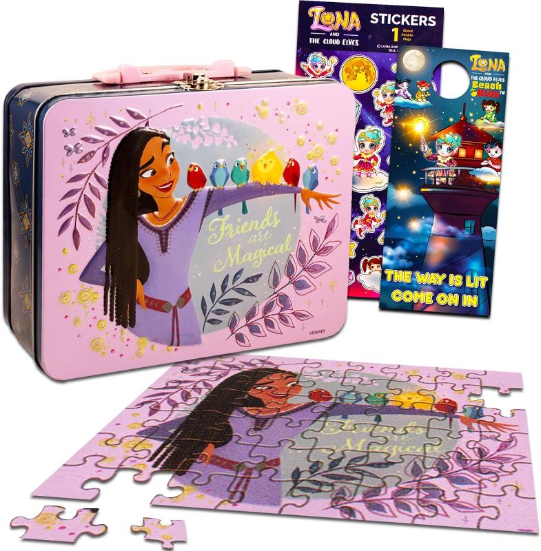 Photo 1 of Disney Wish Tin Lunch Box Puzzle Bundle - Disney Wish Lunchbox with Wish Puzzle 48 Piece for Kids, Stickers, and More | Disney Wish School Supplies
