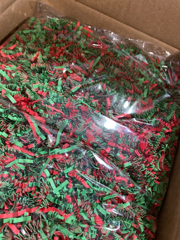 Photo 2 of Stephanie Imports Made In USA Crinkle Cut (Zig Fill) Shredded Paper 2 lbs (Red & Green Christmas Mix)

