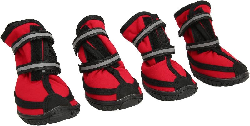 Photo 1 of Dog Winter Boots, Waterproof Dog Booties with Reflective Strips Skid-Proof Dog Shoes for Outdoor Hiking Traveling (S)
