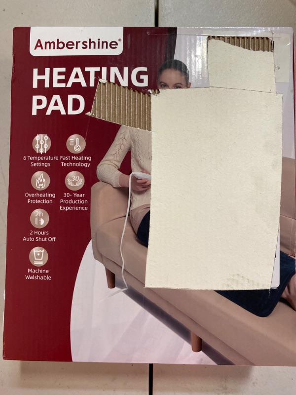 Photo 2 of 17''x33'' XXXL King Size Heating Pad with Fast-Heating Technology&6 Temperature Settings, Flannel Electric Heating Pad/Pain Relief for Back/Neck/Shoulders/Abdomen/Legs (Dark Gray)
