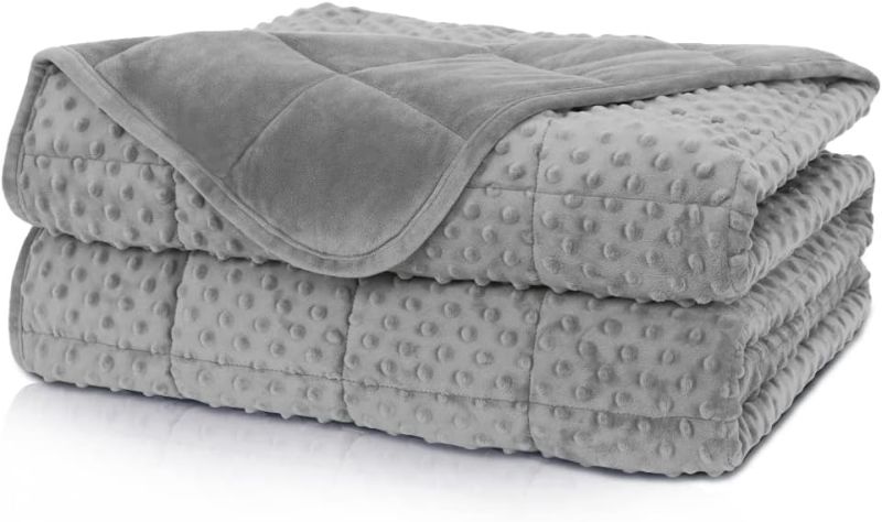 Photo 1 of Weighted Blanket Twin 15lbs for Adult(48"×72",Gray) Breathable Soft Minky Weighted Throw Blanket for All Season,Heavy Blanket with Premium Glass Beads
