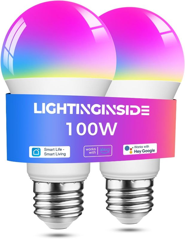 Photo 1 of Smart Bulb 100W Equivalent, 1350LM 11W WiFi Smart Light Bulbs Work with Alexa/Google Assistant/Smart Life, A19 E26 Color Changing Bulb No Hub Required, 2.4GHz WiFi Only, ETL Listed,4PCS
