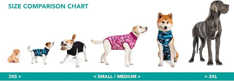 Photo 2 of Suitical Recovery Suit for Dogs | Spay and Neutering Dog Surgery Recovery Suit for Male or Female | Soft Fabric for Skin Conditions | M+ | Neck to Tail 24.0”-28.3” | Pink Camouflage
