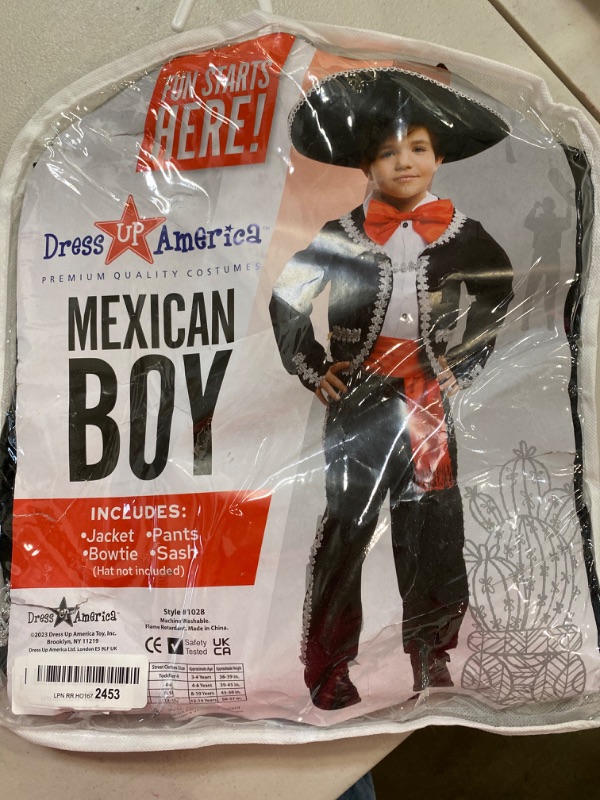 Photo 2 of Boy Mexican Costume Kids Traditional Mariachi Amigo Dance Cosplay Costumes Halloween Outfit Bowtie Belt Suit Outfit
