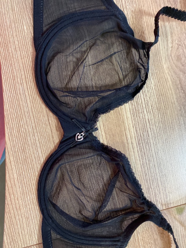 Photo 2 of Sheer See Through Bras and Panties Set Unlined Mesh Sexy Lace for Women Plus Size
