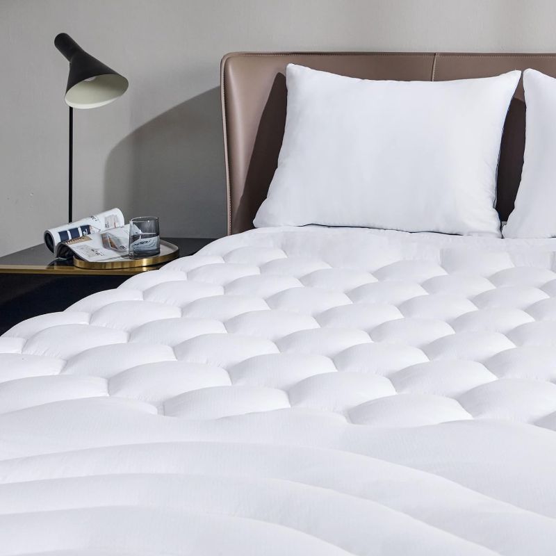 Photo 1 of Bedsure Mattress Pad Full Size - Soft Mattress Cover Padded, Quilted Fitted Mattress Protector with 8-21" Deep Pocket, Breathable Fluffy Pillow Top, White, 54x75 Inches
