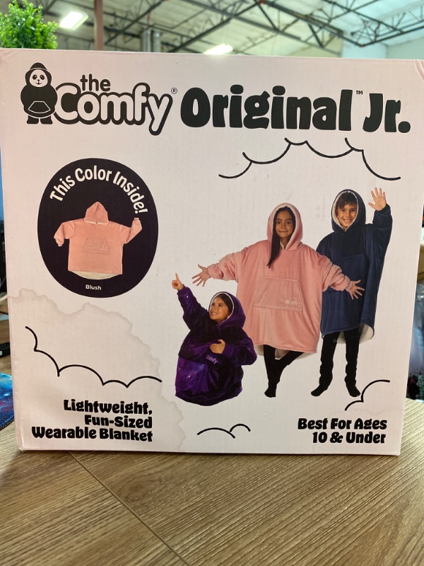 Photo 2 of One Size Fits All (Blush) THE COMFY JR | The Original Oversized Microfiber & Sherpa Wearable Blanket for Kids, Seen On Shark Tank, 
