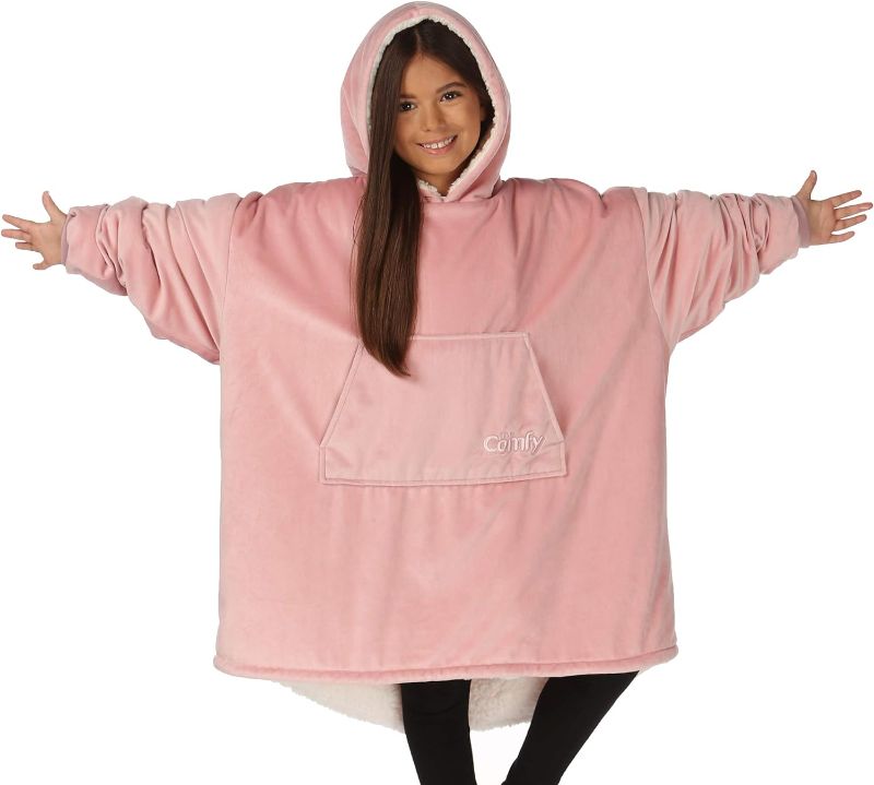 Photo 1 of One Size Fits All (Blush) THE COMFY JR | The Original Oversized Microfiber & Sherpa Wearable Blanket for Kids, Seen On Shark Tank, 
