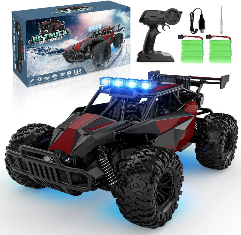 Photo 1 of BLUEJAY Remote Control Car - 2.4GHz High Speed 33KM/H RC Cars Toys, 1:12 Monster RC Truck Off Road with LED Headlight and Rechargeable Battery Gifts for Adults Boys 8-12
