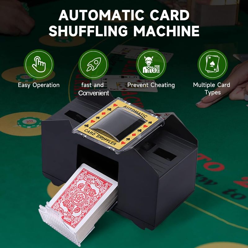 Photo 2 of Automatic Card Shuffler 1/2/4/6 Decks, Electric Battery-Operated Shuffler, Casino Card Game for Poker, Home Card Game, UNO, Phase10, Texas Hold'em, Blackjack, Home Party Club Game
