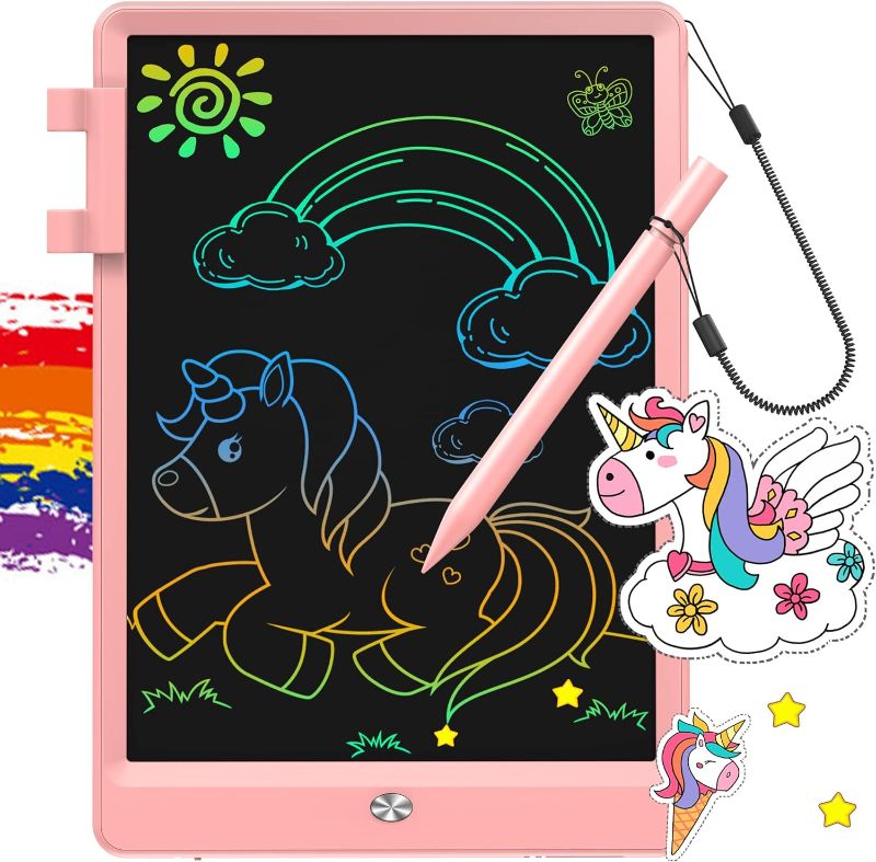 Photo 1 of FLUESTON LCD Writing Tablet, Doodle Board Toys Gifts for 3-8 Year Old Girls Boys, 10 Inch Colorful Electronic Board Drawing Pad for Kids, Gifts for Toddler Educational Learning Travel Birthday, Pink

