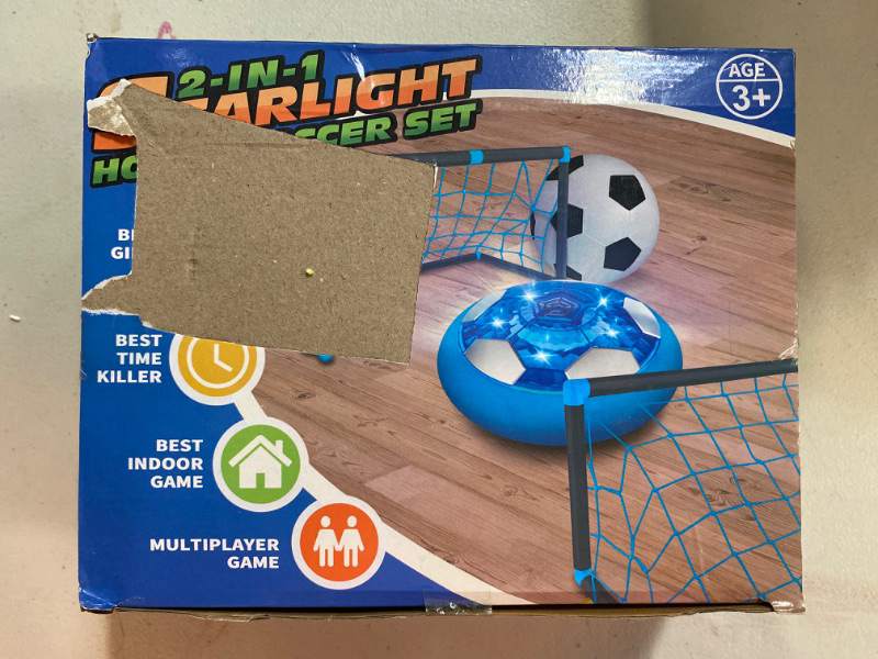Photo 2 of Hover Soccer Ball Set with 2 Goals, Rechargeable Indoor Air Floating Soccer Ball with LED Light and Foam Bumper, Perfect Birthday Xmas Gifts for Age 3 4 5 6 7 8-12 Year Old Kids Boys Girls
