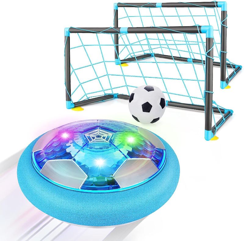 Photo 1 of Hover Soccer Ball Set with 2 Goals, Rechargeable Indoor Air Floating Soccer Ball with LED Light and Foam Bumper, Perfect Birthday Xmas Gifts for Age 3 4 5 6 7 8-12 Year Old Kids Boys Girls
