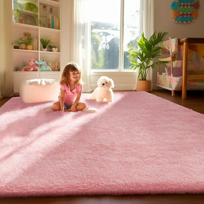 Photo 1 of Ophanie Light Pink Area Rugs for Bedroom Girls, 4x6 Fluffy Fuzzy Furry Shag Carpet, Plush Soft Cute Kids Baby Shaggy Bedside Indoor Floor Rug for Teen Dorm Home Decor Aesthetic, Nursery
