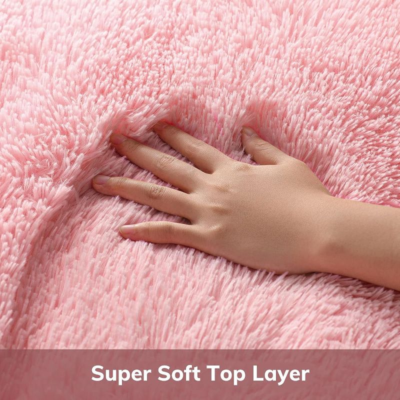 Photo 2 of Ophanie Light Pink Area Rugs for Bedroom Girls, 4x6 Fluffy Fuzzy Furry Shag Carpet, Plush Soft Cute Kids Baby Shaggy Bedside Indoor Floor Rug for Teen Dorm Home Decor Aesthetic, Nursery
