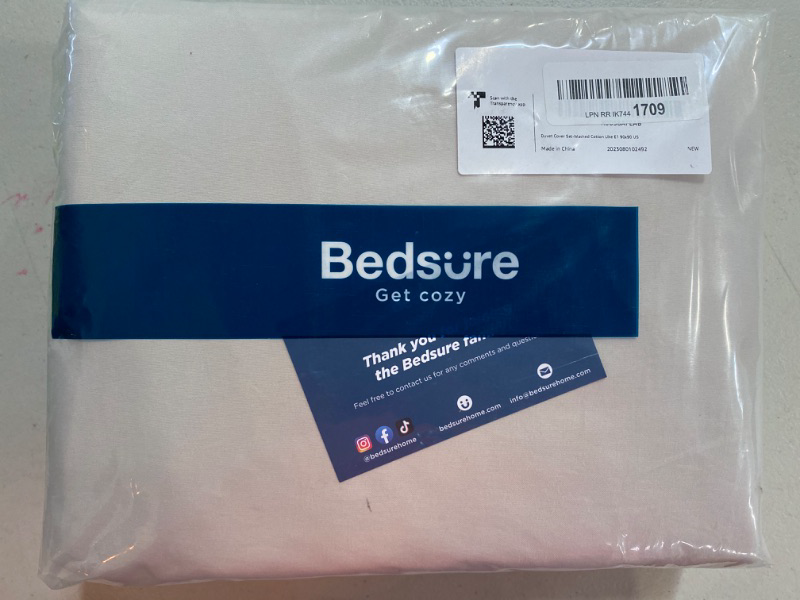 Photo 2 of Bedsure 100% Washed Cotton Duvet Cover Queen - Beige Minimalist Cotton Duvet Cover Set Linen Like - 3 Pieces Plain Simple Cotton Duvet Cover Set with 2 Pillow Shams (Beige, Queen, 90"x90")
