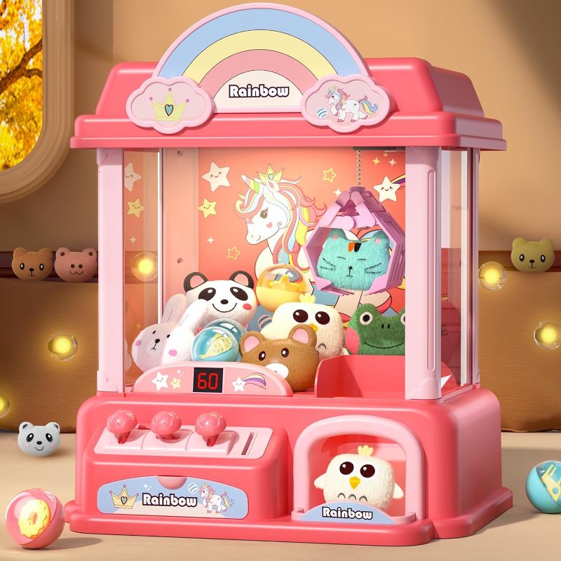 Photo 1 of Claw Machine for Kids, Mini Vending Machines Arcade Candy Indoor Claw Game Prizes Toy, Electronic Pink Cool Fun Things Small Christmas Toys for Girls?Gifts for Girl 5 6 7 8 9 10 Year Old
