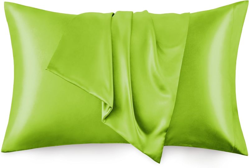 Photo 1 of Love's cabin Silk Satin Pillowcase for Hair and Skin (Sage, 20x26 inches) Slip Pillow Cases Standard Size Set of 2 - Satin Cooling Pillow Covers with Envelope Closure
