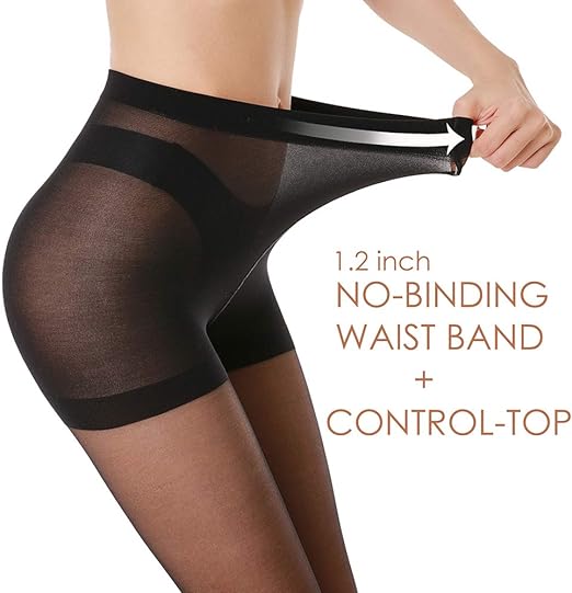 Photo 2 of G&Y 3 Pairs Women's Sheer Tights - 20D Control Top Pantyhose with Reinforced Toes
