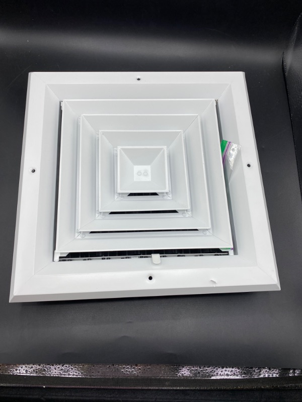 Photo 2 of 10 x 10 (in) HVAC Vent Cover - 4 WAY SUPPLY GRILLE - DUCT COVER & DIFFUSER - LOW NOISE - For Ceiling - With Opposing Damper Blades [Outer Dimensions: 12" Width, 12" Height]
