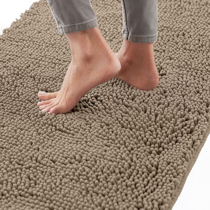 Photo 1 of Gorilla Grip Bath Rug 60x17, Thick Soft Absorbent Chenille, Rubber Backing Quick Dry Microfiber Mats, Machine Washable Rugs for Shower Floor, Bathroom Runner Bathmat Accessories Decor, Beige
